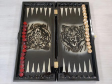 Нарды резные ручной работы Тигр черные большие — hichess.ru - шахматы, нарды, настольные игры