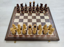 Шахматы ручной работы Точенка резная на большой доске из ореха — hichess.ru - шахматы, нарды, настольные игры