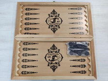 Нарды деревянные светлые узор большие 60 на 60 см с полем для шашек — hichess.ru - шахматы, нарды, настольные игры