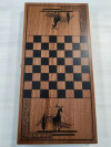 Нарды деревянные темные узор большие 60 на 60 см с полем для шашек фото 2 — hichess.ru - шахматы, нарды, настольные игры