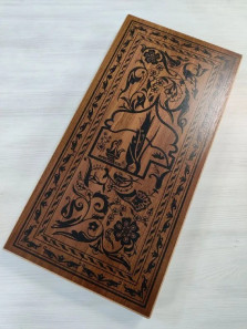 Нарды деревянные темные узор большие 60 на 60 см с полем для шашек — hichess.ru - шахматы, нарды, настольные игры