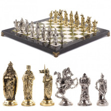 Шахматы подарочные &quot;Крестоносцы&quot; 44х44 см мрамор змеевик — hichess.ru - шахматы, нарды, настольные игры