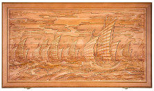 Нарды подарочные с объемной резьбой Парусники 50х50 см — hichess.ru - шахматы, нарды, настольные игры