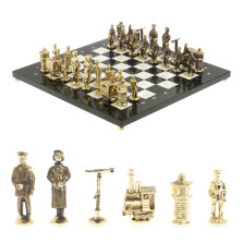 Шахматы сувенирные &quot;Железнодорожники&quot; бронза мрамор 40х40 см — hichess.ru - шахматы, нарды, настольные игры