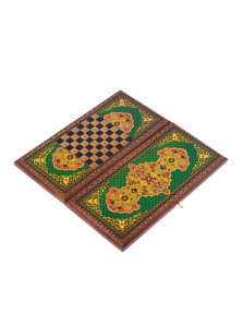 Нарды деревянные Зеленый узор малые 40 на 40 см — hichess.ru - шахматы, нарды, настольные игры