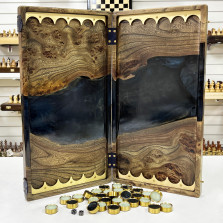 Нарды эксклюзивные из карагача эпоксидные blue — hichess.ru - шахматы, нарды, настольные игры