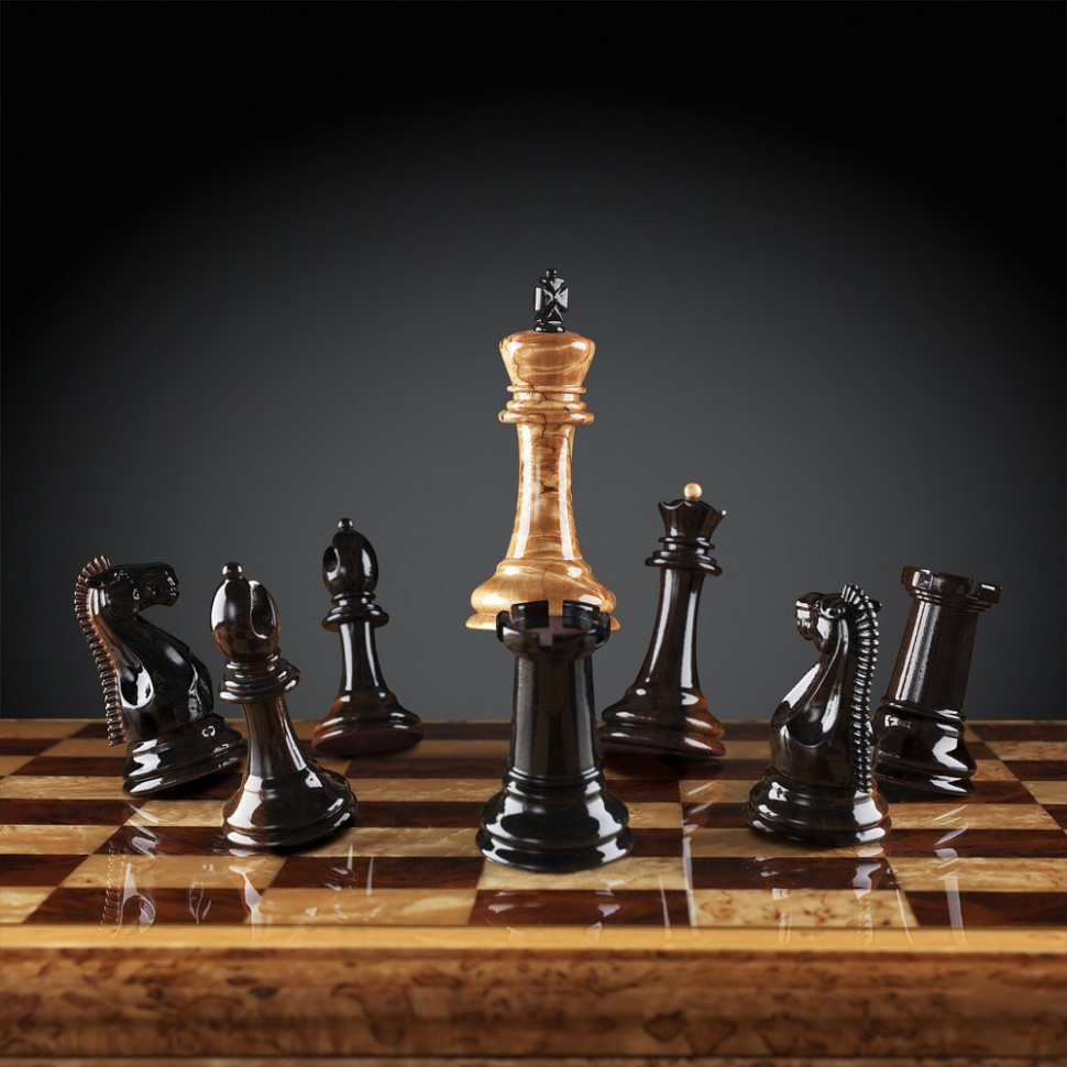 Шахматы Стаунтон Люкс (карельская береза/макассар) фото 1 — hichess.ru - шахматы, нарды, настольные игры
