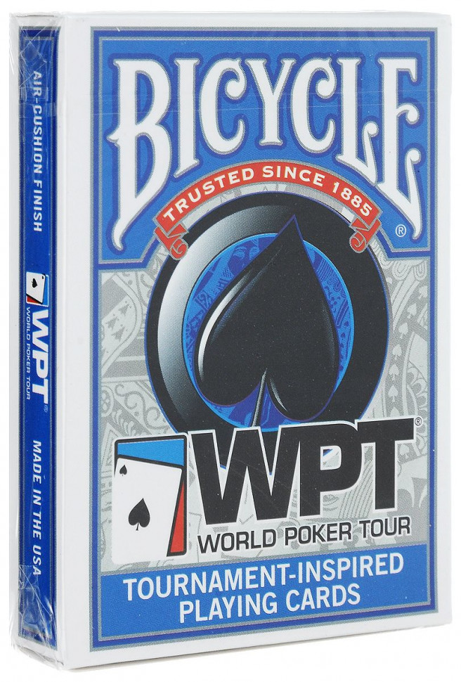 Игральные карты Bicycle "WPT" (синяя рубашка) 54 листа фото 1 — hichess.ru - шахматы, нарды, настольные игры