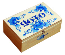 Лото в деревянном ларце Гжель — hichess.ru - шахматы, нарды, настольные игры