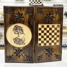 Нарды деревянные резные Волк и Лев 60 см, Artash — hichess.ru - шахматы, нарды, настольные игры