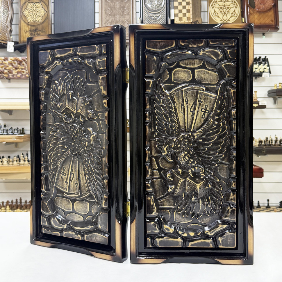 Нарды резные подарочные из массива клена Беркут 58 см фото 1 — hichess.ru - шахматы, нарды, настольные игры