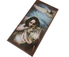 Нарды деревянные подарочные с цветным рисунком Девушка и волк средние 50 см — hichess.ru - шахматы, нарды, настольные игры