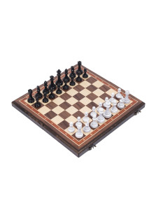 Шахматы подарочные из американского ореха с фигурами Итальянский дизайн черно-белые (2) — hichess.ru - шахматы, нарды, настольные игры