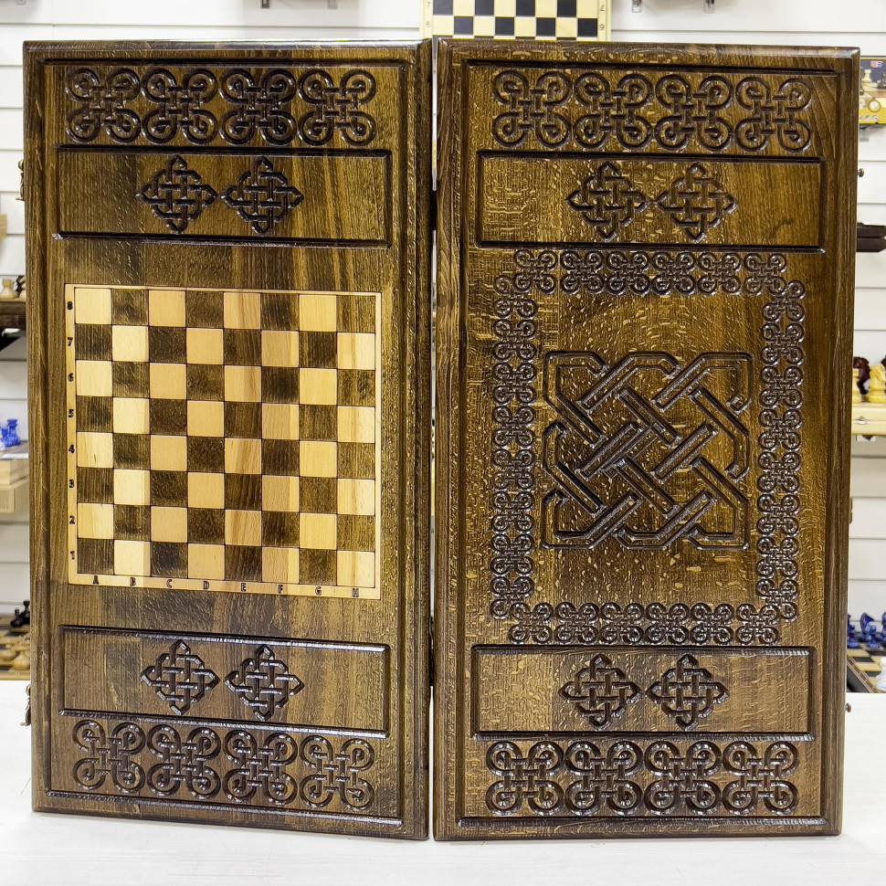 Нарды деревянные резные Орнамент 60 см, Artash фото 1 — hichess.ru - шахматы, нарды, настольные игры