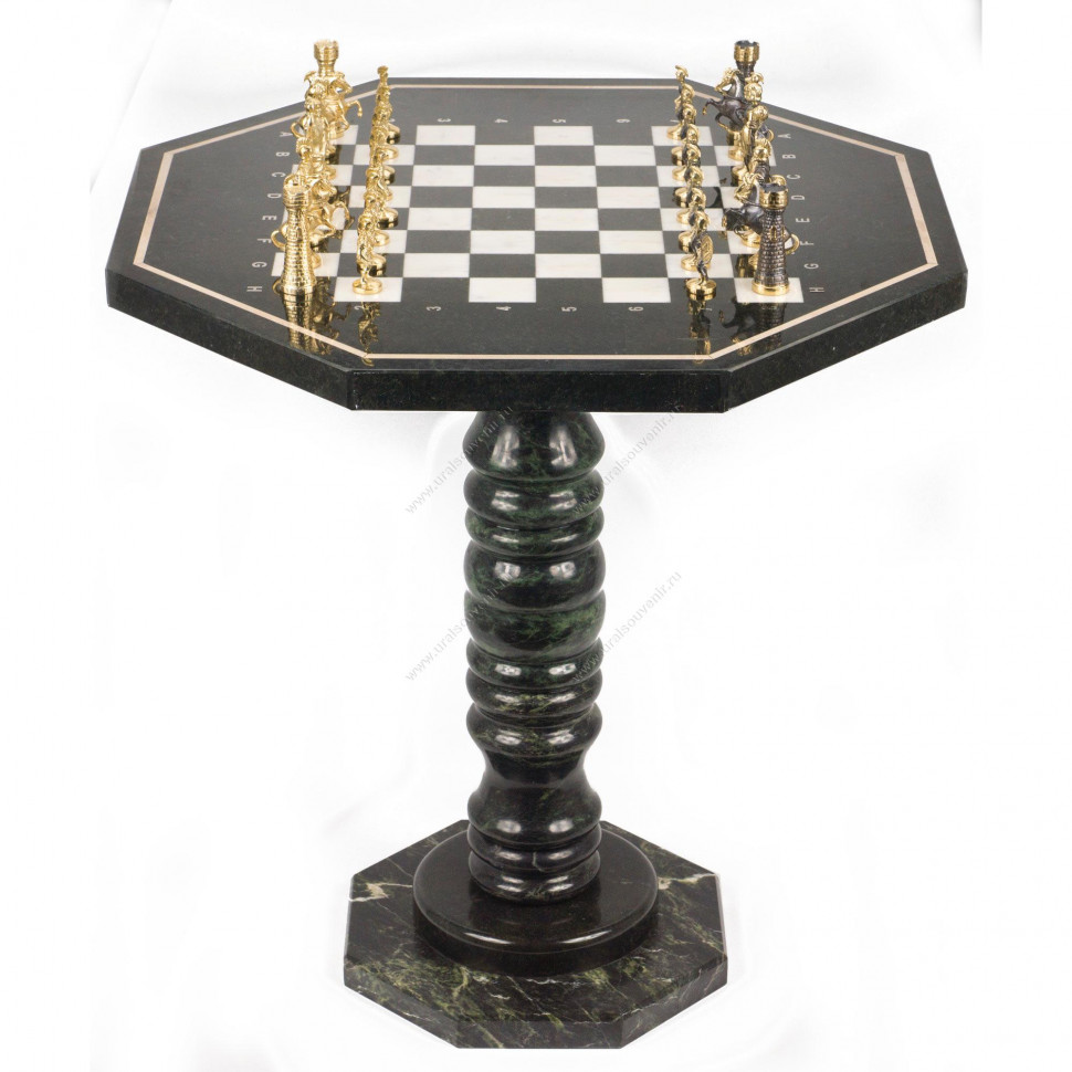Шахматный стол фигуры Римские бронза мрамор 600х600х620 мм фото 1 — hichess.ru - шахматы, нарды, настольные игры