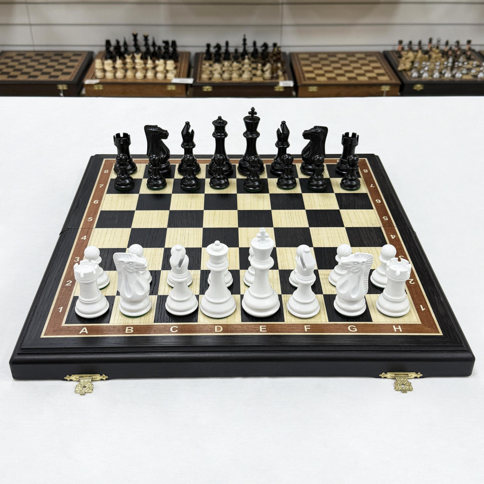 Шахматы деревянные мореный дуб Суприм черно-белые средние фото 1 &mdash; hichess.ru - шахматы, нарды, настольные игры