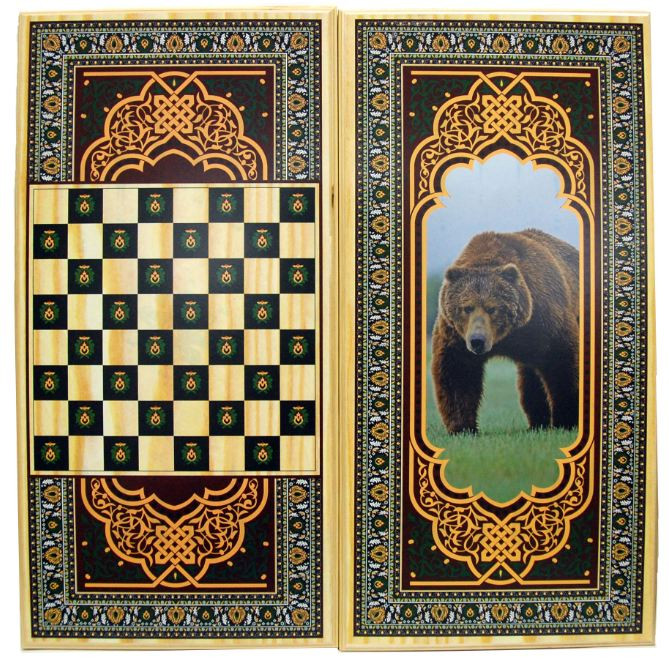 Нарды + Шашки Медведь большие фото 1 — hichess.ru - шахматы, нарды, настольные игры