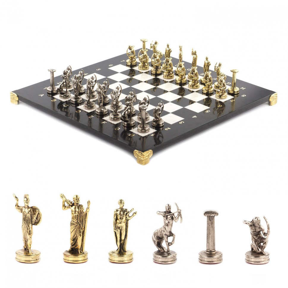 Шахматы "Подвиги Геракла" из мрамора 36х36 см фото 1 — hichess.ru - шахматы, нарды, настольные игры