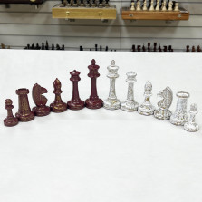 Шахматные фигуры Стаунтон роспись с кракелюром красное золото — hichess.ru - шахматы, нарды, настольные игры