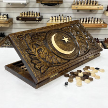 Нарды ручной работы из массива бука 60см Полумесяц — hichess.ru - шахматы, нарды, настольные игры