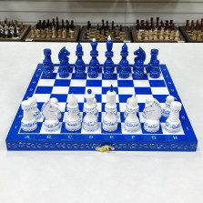 Шахматы подарочные ручной работы роспись Гжель — hichess.ru - шахматы, нарды, настольные игры