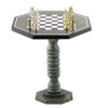 Шахматный стол из камня змеевик с металлическими фигурами Средневековье фото 2 — hichess.ru - шахматы, нарды, настольные игры