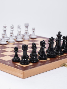 Шахматы подарочные Интарсия темные с фигурами Итальянский дизайн черно-белые — hichess.ru - шахматы, нарды, настольные игры