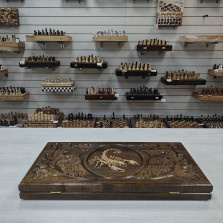 Нарды ручной работы из массива бука 60см Скорпион — hichess.ru - шахматы, нарды, настольные игры