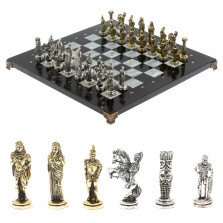 Шахматы каменные Александр Македонский&quot; 36 см серый мрамор — hichess.ru - шахматы, нарды, настольные игры