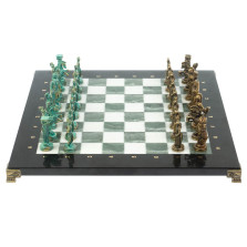 Шахматы подарочные &quot;Александр Макендонский&quot; фигуры бронза / патина мрамор змеевик 36 — hichess.ru - шахматы, нарды, настольные игры