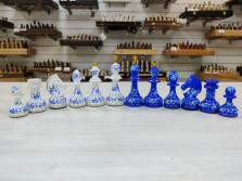 Шахматные фигуры художественная роспись Гжель премиум — hichess.ru - шахматы, нарды, настольные игры