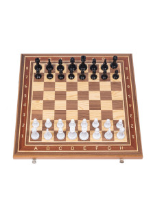 Шахматы турнирные с фигурами из композита Итальянский дизайн черно-белые орех — hichess.ru - шахматы, нарды, настольные игры