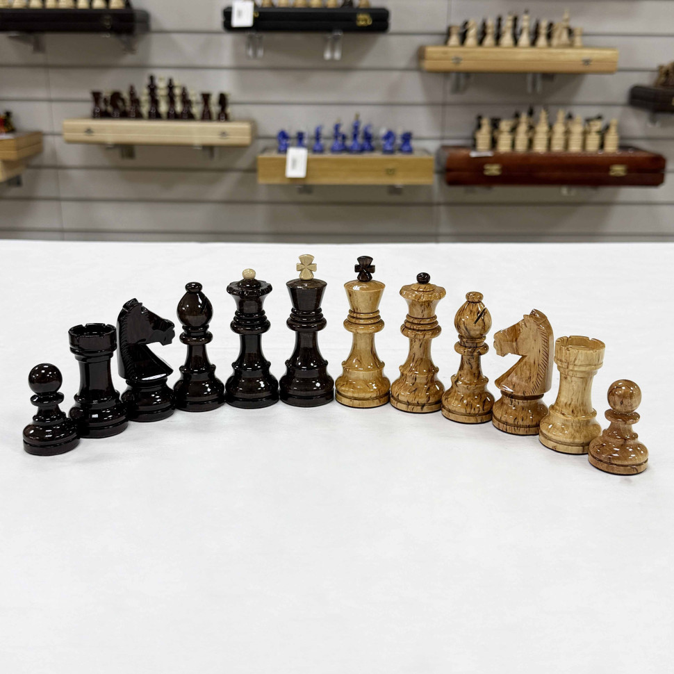 Шахматные фигуры Карельская береза люкс большие фото 1 &mdash; hichess.ru - шахматы, нарды, настольные игры