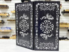 Нарды деревянные большие черно серебрянные Птицы 60 см — hichess.ru - шахматы, нарды, настольные игры