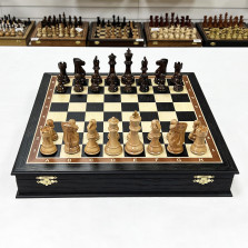 Шахматы подарочные в ларце из мореного дуба с фигурами Суприм — hichess.ru - шахматы, нарды, настольные игры