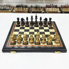 Шахматы эксклюзивные мореный дуб ручная роспись Хохлома — hichess.ru - шахматы, нарды, настольные игры