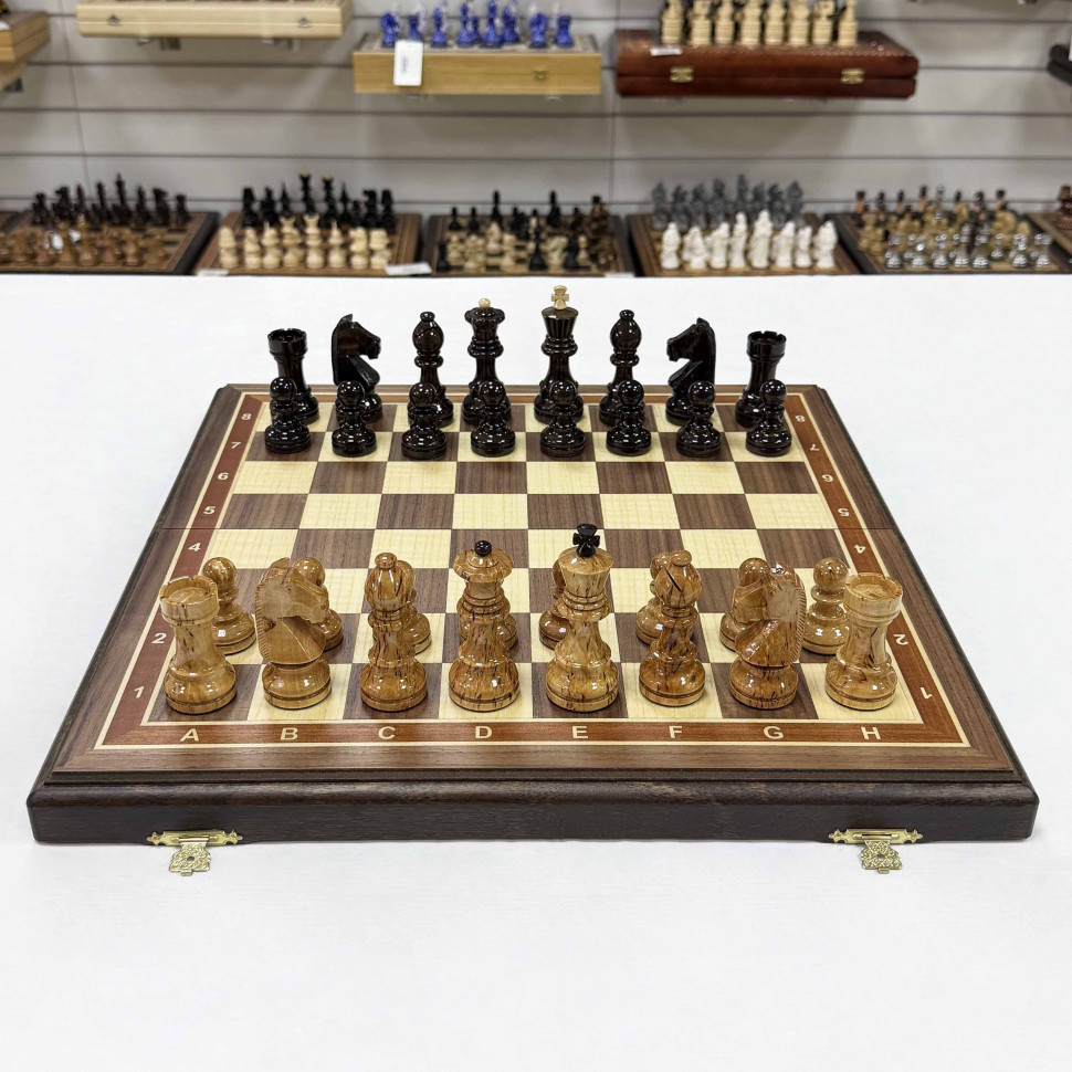 Шахматы подарочные из ореха и карельской березы Стаунтон люкс фото 1 &mdash; hichess.ru - шахматы, нарды, настольные игры