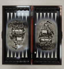 Нарды резные ручной работы Парусник чб 60х30 — hichess.ru - шахматы, нарды, настольные игры