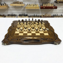 Шахматы нарды шашки с ручкой резные Арарат 50 см — hichess.ru - шахматы, нарды, настольные игры