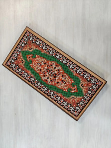 Нарды деревянные подарочные с цветным рисунком и полем для шашек Зеленый узор средние 50 см — hichess.ru - шахматы, нарды, настольные игры