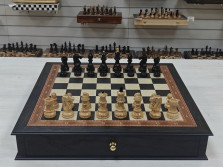 Шахматы подарочные из мореного дуба в ларце с фигурами карельская береза Люкс (2) — hichess.ru - шахматы, нарды, настольные игры