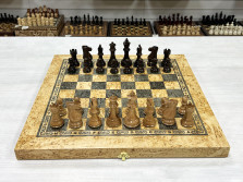 Шахматы эксклюзивные из карельской березы с фигурами Суприм — hichess.ru - шахматы, нарды, настольные игры