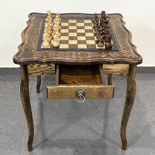 Шахматный стол резной из массива ясеня Премиальный люкс — hichess.ru - шахматы, нарды, настольные игры