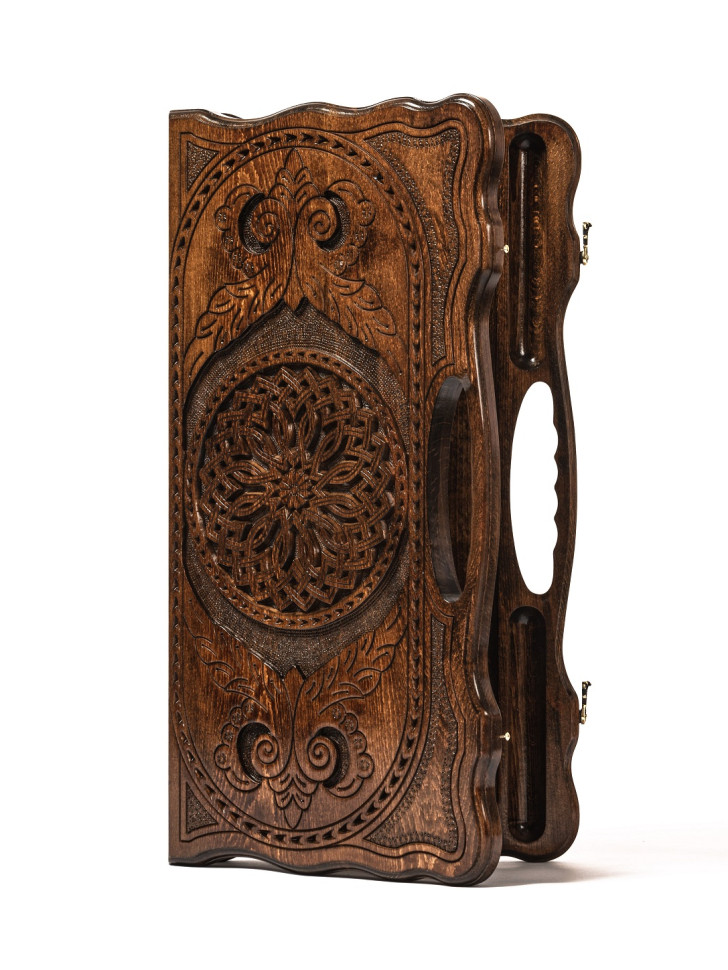 Нарды подарочные деревянные резной Орнамент с ручкой 60 см фото 1 &mdash; hichess.ru - шахматы, нарды, настольные игры