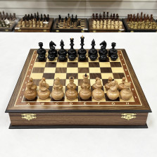 Шахматы подарочные в ларце Иллюзия орех — hichess.ru - шахматы, нарды, настольные игры