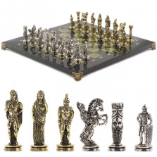 Шахматы с металлическими фигурами &quot;Александр Македонский&quot; 36х36 см из змеевика — hichess.ru - шахматы, нарды, настольные игры