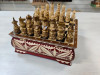 Шахматы резные ручной работы Богатыри в ларце 25 на 25 см фото 3 — hichess.ru - шахматы, нарды, настольные игры