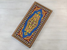 Нарды деревянные подарочные с цветным рисунком Синий узор средние 50 см — hichess.ru - шахматы, нарды, настольные игры