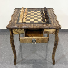 Шахматный стол резной из массива ясеня Суприм — hichess.ru - шахматы, нарды, настольные игры