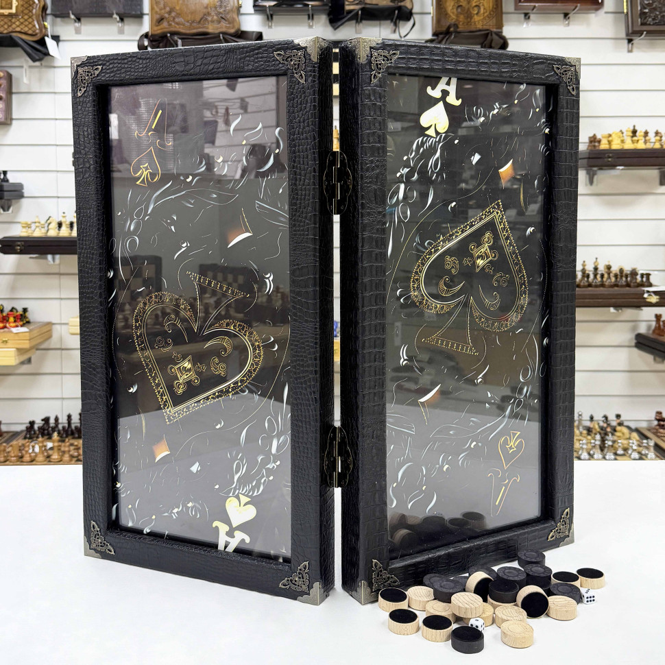 Нарды стеклянные эксклюзивные Азарт 60 см фото 1 &mdash; hichess.ru - шахматы, нарды, настольные игры